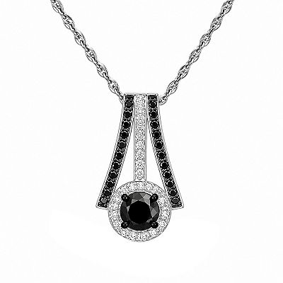 Jewelexcess 1 Carat T.W. Black & White Lab Grown Diamond Pendant