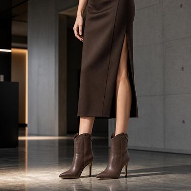 ELCIE Sleek Pointed Toe Stiletto Heel Mid Calf Boots