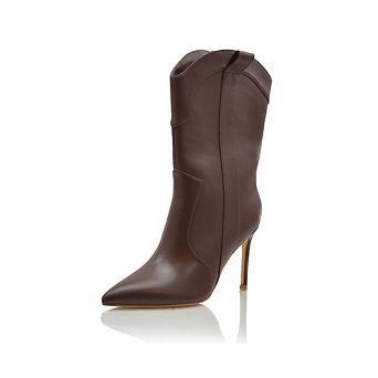 ELCIE Sleek Pointed Toe Stiletto Heel Mid Calf Boots
