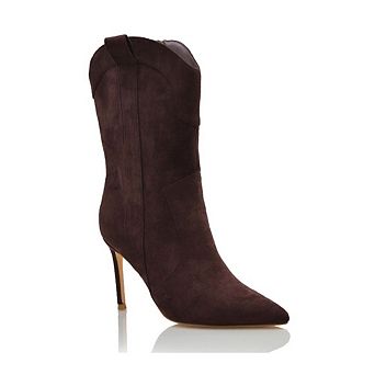 ELCIE Sleek Pointed Toe Stiletto Heel Mid Calf Boots