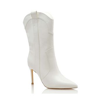 ELCIE Sleek Pointed Toe Stiletto Heel Mid Calf Boots