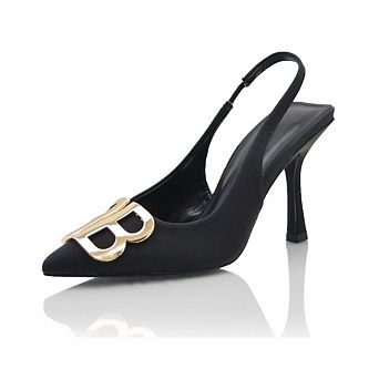 FATIMA Pointed Toe Logo Accent Slingback Heeled Pumps