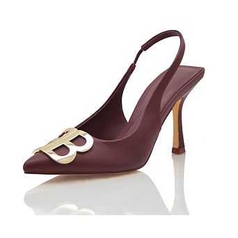 FATIMA Pointed Toe Logo Accent Slingback Heeled Pumps