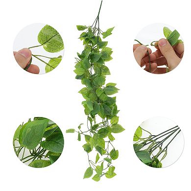 2 Pcs Plastic Greenery Leaves Artificial Hanging Plants for Home Decor Green 41.3"