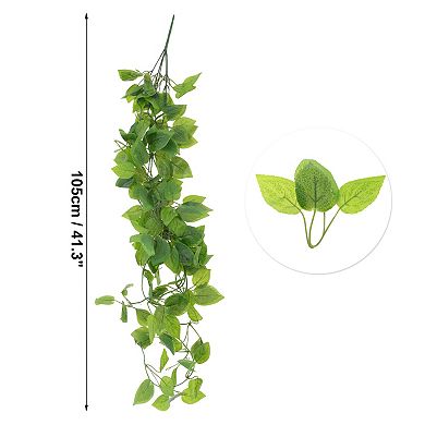 2 Pcs Plastic Greenery Leaves Artificial Hanging Plants for Home Decor Green 41.3"