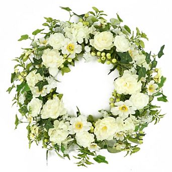 Spring Summer Wreath Eucalyptus Ferns Butterflies Tassels Front Door Indoor Outdoor Home Wedding