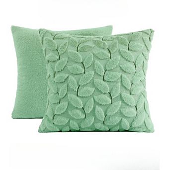 Decorative Throw Pillow Covers 18 x 18 Inch Set of 2, Summer Leaves Soft Faux Fur Cushion Covers