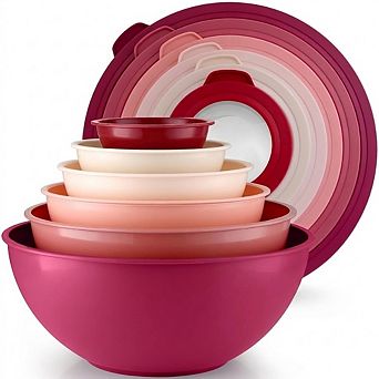 Plastic Mixing Bowl Set, 12 pc Leak-Proof, Microwave & Freezer Safe