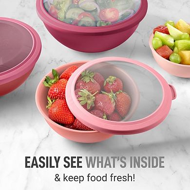 Plastic Mixing Bowl Set, 12-Piece, Leak-Proof, Microwave & Freezer Safe