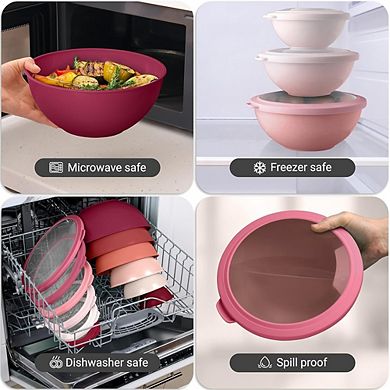 Plastic Mixing Bowl Set, 12-Piece, Leak-Proof, Microwave & Freezer Safe