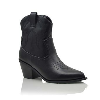 DOLLIE Western Stitch Mid Heel Ankle Cowboy Boots