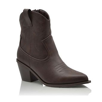 DOLLIE Western Stitch Mid Heel Ankle Cowboy Boots
