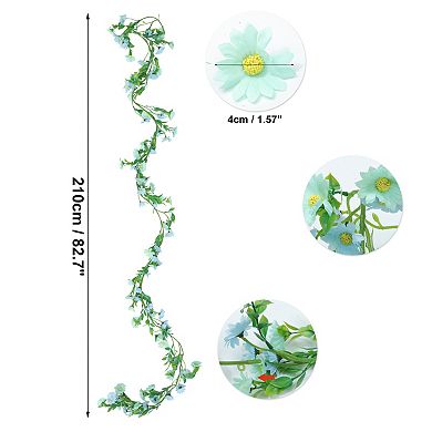 2Pcs Artificial Flowers Hanging Vine, 210cm Plastic Flowers Vine Garland with Green Leaves