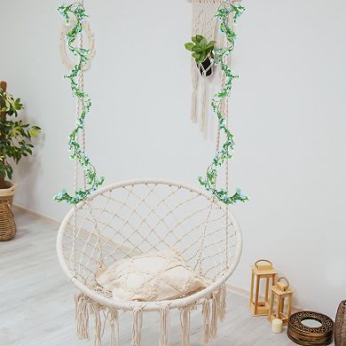 2Pcs Artificial Flowers Hanging Vine, 210cm Plastic Flowers Vine Garland with Green Leaves
