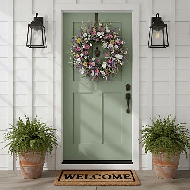 20 Inch Spring Summer Flower Artificial Front Door Wreath Everyday Greenery Eucalyptus Indoor