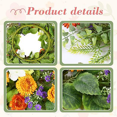 18" Spring Summer Wreath Artificial Floral Eucalyptus Butterfly Green Foliage Front Door Home Decor