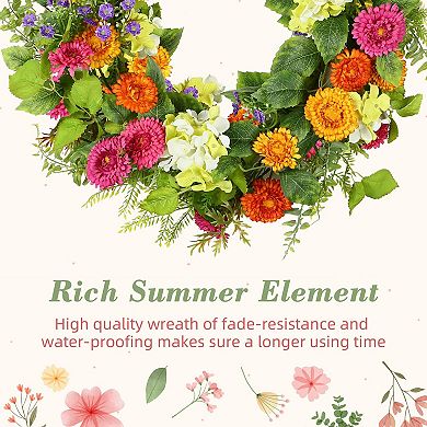 18" Spring Summer Wreath Artificial Floral Eucalyptus Butterfly Green Foliage Front Door Home Decor