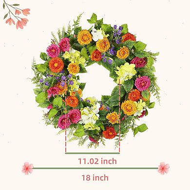 18" Spring Summer Wreath Artificial Floral Eucalyptus Butterfly Green Foliage Front Door Home Decor