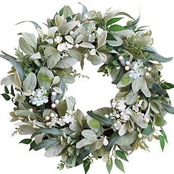 24 Inch Summer Spring Wreath Front Door Everyday Rustic Farmhouse Greenery