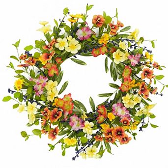 20 Inch Spring Summer Wreath Eucalyptus Olive Leaves Berries Indoor Outdoor Farmhouse Home Wall
