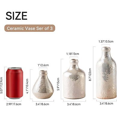 Ceramic Vase Set of 3, Modern Neutral Decorative Flower Vases