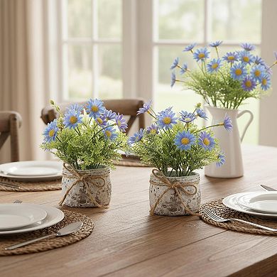 KSIZUIS 2 Pack Mini Artificial Lavender Plants in Pot for Home Decor