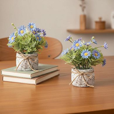 KSIZUIS 2 Pack Mini Artificial Lavender Plants in Pot for Home Decor