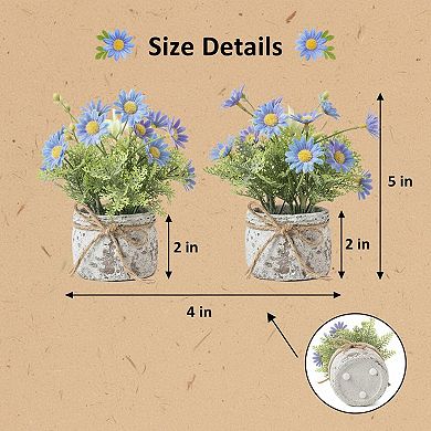 KSIZUIS 2 Pack Mini Artificial Lavender Plants in Pot for Home Decor