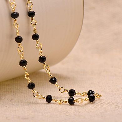 KSIZUIS Handmade Black & Gold Beaded Necklace for Women - 14-24" Adjustable