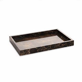 KSIZUIS Natural Marble Tray 12x8" Dark Brown Stone Organizer for Bathroom Kitchen Table Decor
