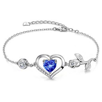 1-Carat Rose Heart-Shaped Bracelet, Moissanite, Lab-Grown Gemstone, Plated Jewelry