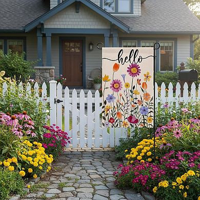 Hello Spring Floral Garden Flag Double Sided Burlap Weather Resistant Summer Farmhouse Yard Decor