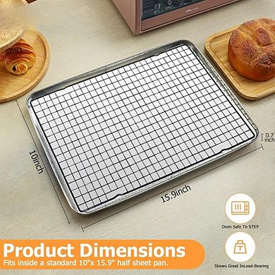 JUANWANG 5-Pack 10"x15.9" Stainless Steel Cooling/Baking Racks, Heavy Duty, Multi-Use