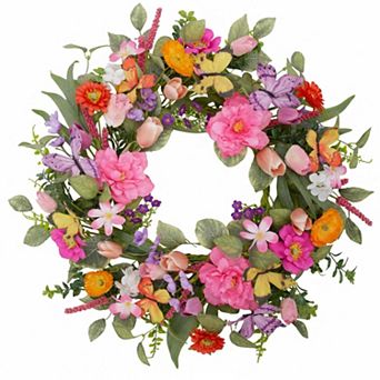 20 Inch Spring Wreath Summer Tulip Decor Front Door Home Wedding Farmhouse