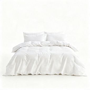 Washed Cotton Duvet Cover Set - Soft Linen Feel Queen Size