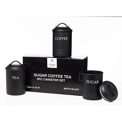 Kitchen Canister Set of 3, Food Storage Jars for Sugar Coffee Tea