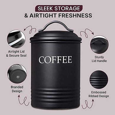 Kitchen Canister Set of 3, Food Storage Jars for Sugar Coffee Tea