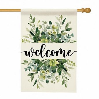 Spring Summer Floral Welcome House Flag Double Sided Seasonal Farmhouse Yard Outdoor
