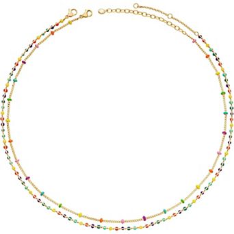 KSIZUIS 14K Gold Plated Dainty Beaded Pearl Choker - Colorful Green/Rose Boho Necklace for Women