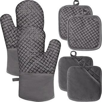 4 pc Oven Mitts and Pot Holders,High Heat 500°F Resistant Glove Potholder with Thick Cotton