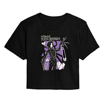 Juniors' Edward Scissorhands Gothic Portrait Cropped Tee