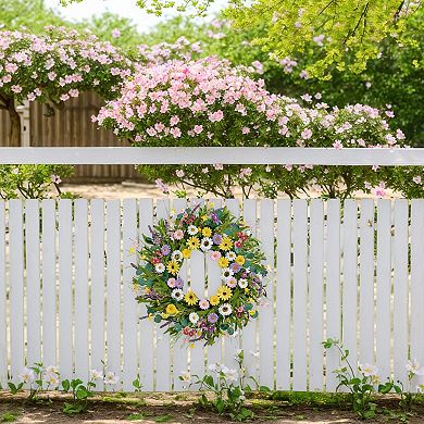 22 Inch Spring Summer Wreath Artificial Eucalyptus Lavender Front Door Farmhouse Porch