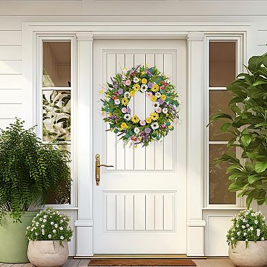 22 Inch Spring Summer Wreath Artificial Eucalyptus Lavender Front Door Farmhouse Porch