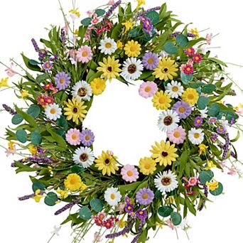 22 Inch Spring Summer Wreath Artificial Eucalyptus Lavender Front Door Farmhouse Porch