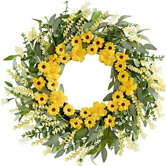 22 Inch Spring Summer Wreath Artificial Eucalyptus Lavender Front Door Farmhouse Porch