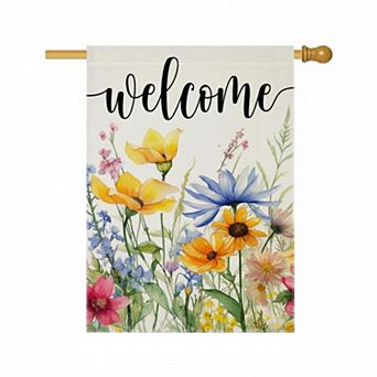 Welcome Summer Watercolor Floral House Flag Double Sided 28x40 Seasonal Farmhouse Outdoor Decor
