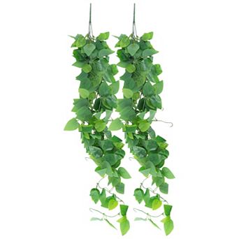 2 pc Fake Vines Artificial Hanging Plants for Room Home Indoor Outdoor Green 41.3"