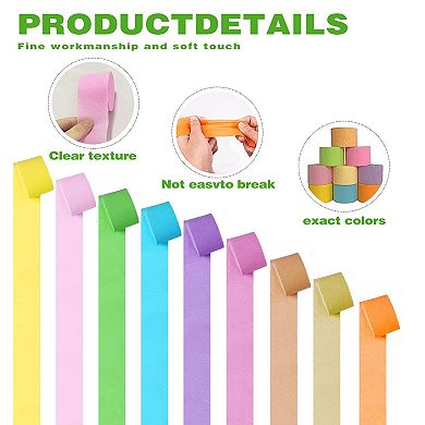9 Rolls Crepe Paper Streamers 738ft Rainbow Assorted Party Decorations Birthday Wedding Shower