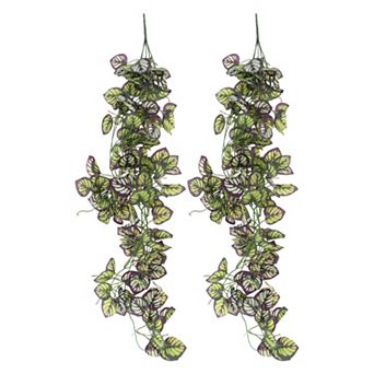 2 pc Fake Vines Faux Greenery Leaves Artificial Ivy Plants for Green Purple 39.4"