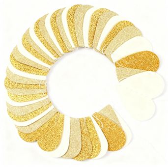 White Gold Heart Streamers Garland 52ft Paper Banners for Christmas Wedding Bridal Shower Decor